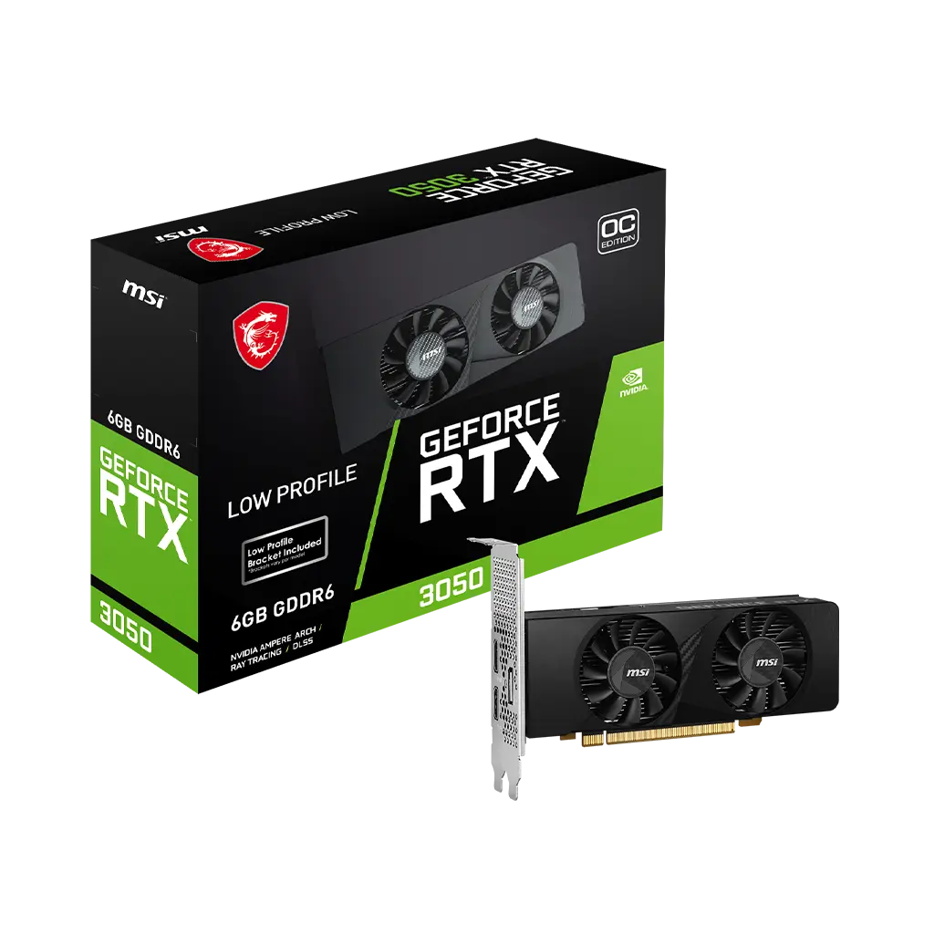 MSI GeForce RTX 3050 LP 6G OC HDMI 2 DP ATX Dual Fan Graphics Card