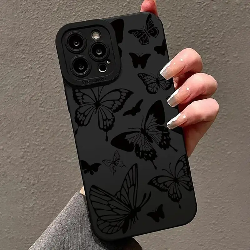 Halloween Gifts, Butterfly Pattern Phone Case, 1 Count TPU All-inclusive & Drop-resistant Protective Case For iPhone 15 Pro Max Plus, Mobile Phone Pro