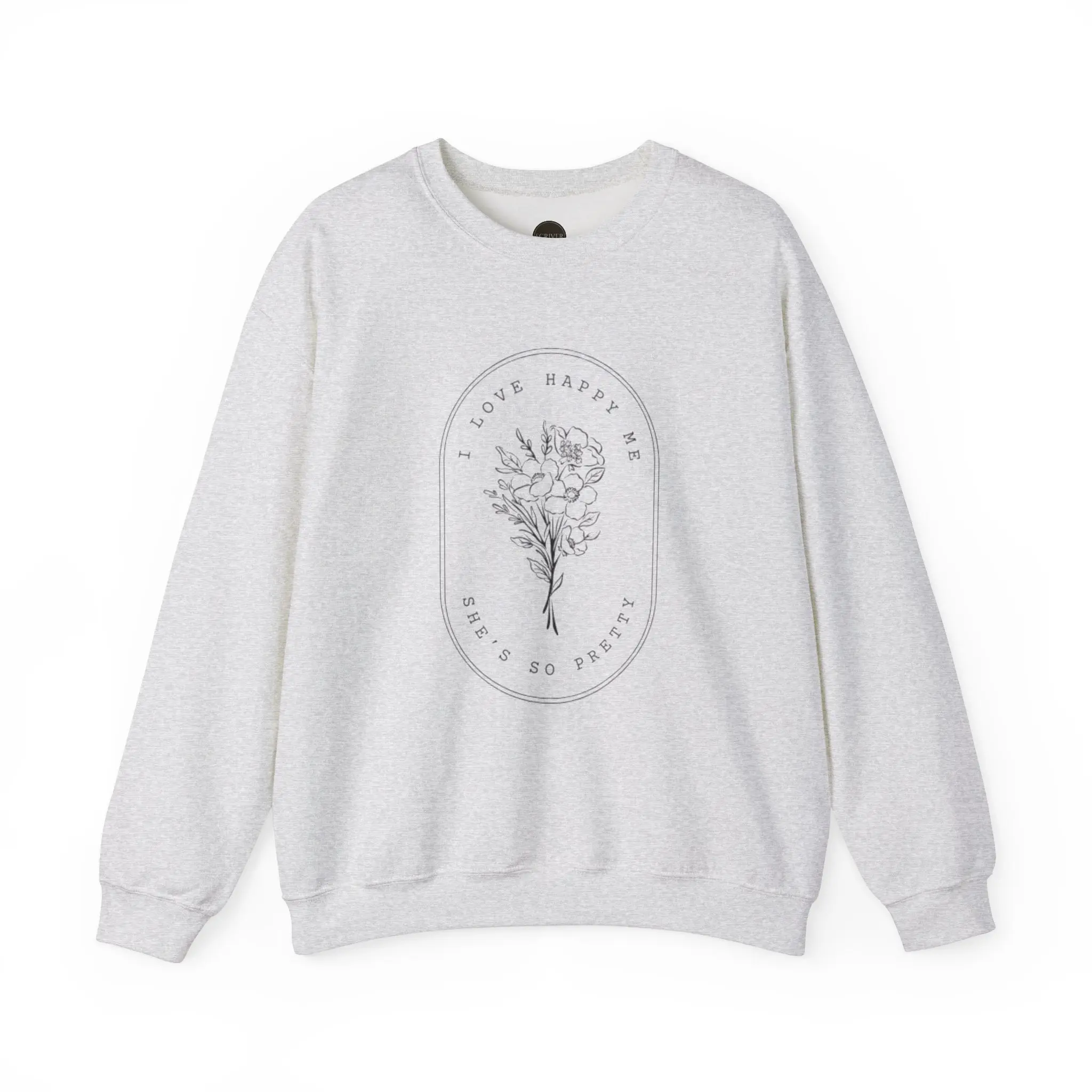 Happy Me Floral Crewneck Sweatshirt, Flower Jumper, Botanical Pullover, Positive Vibes Sweater, Vibrant Nature Top, Spring Feelings Shirt