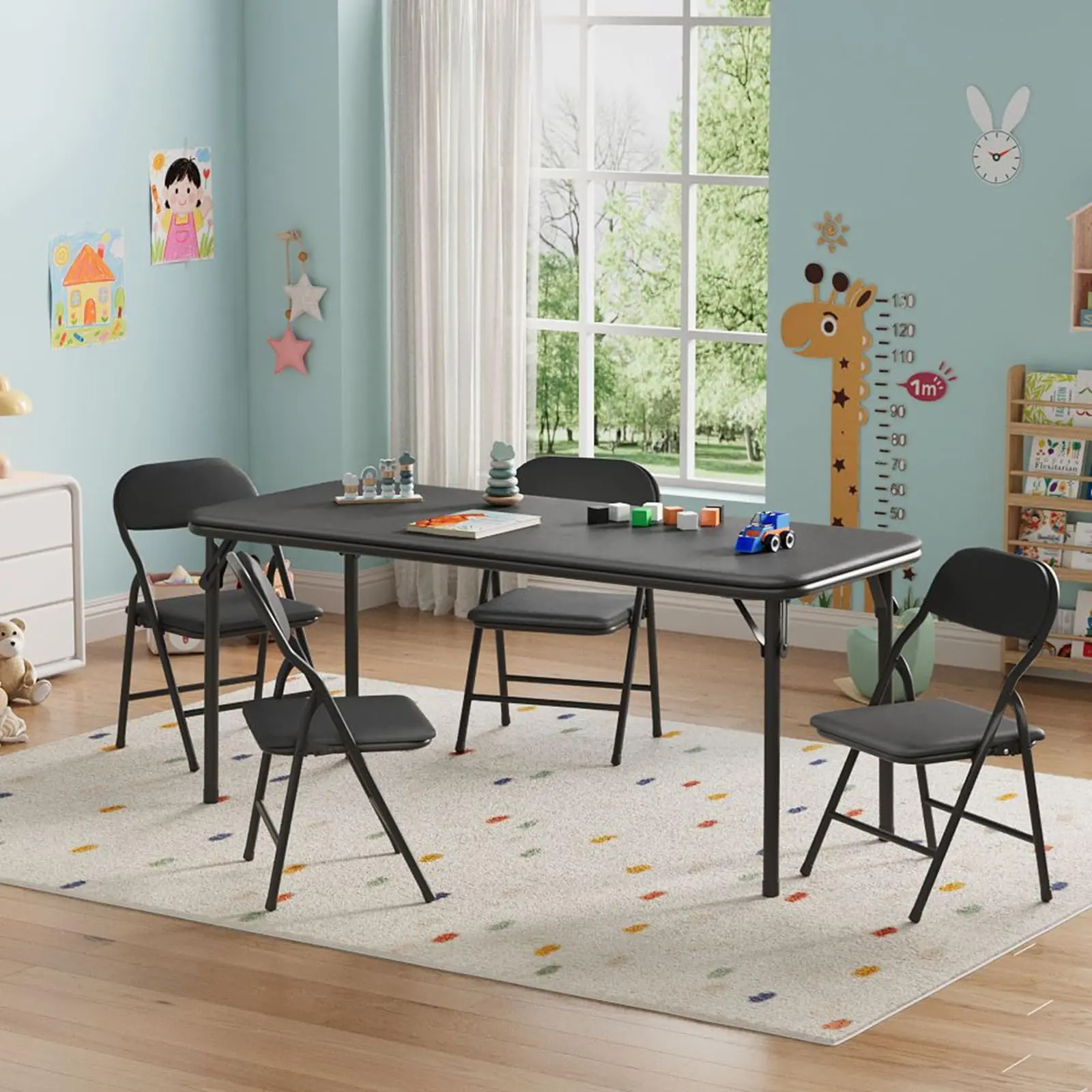 Ultra Soft Padded  Kids Folding Table – Portable Toddler Activity Furniture – Collapsible for Study Room Dining Room Daycare