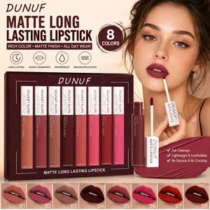 DUNUF Matte Lip Gloss Set, Matte Lip Glaze, Multi-Pack Long-Lasting Lipstick, Waterproof & Transfer-Proof, Versatile For Commute & Date, All-Day Wear Liquid Makeup Gift