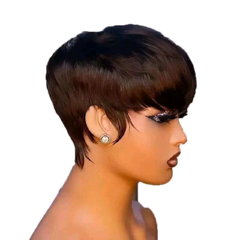 Bob Oblique  Bangs short Straight Hair Perruque Women Wigs Brazilian