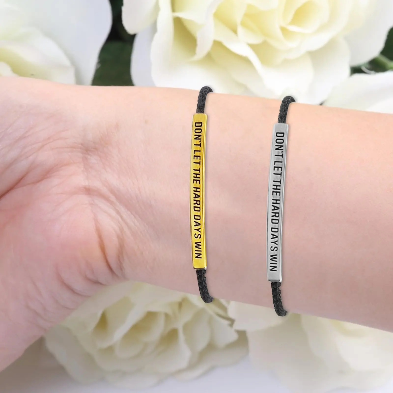 Don't let the Hard Days Win Unisex Asjustable Braided Bracelet - Mental Health Awareness - Handmade Braided Encouragement Gift Jewelry for Mother's Day, Graduation, Birthday, Friends, Christmas, or Everyday Wear