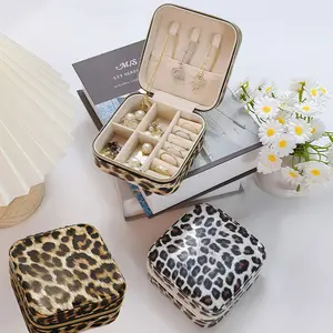Leopard Print Travel Jewelry Case | Portable Double Layer Jewelry Organizer for Women