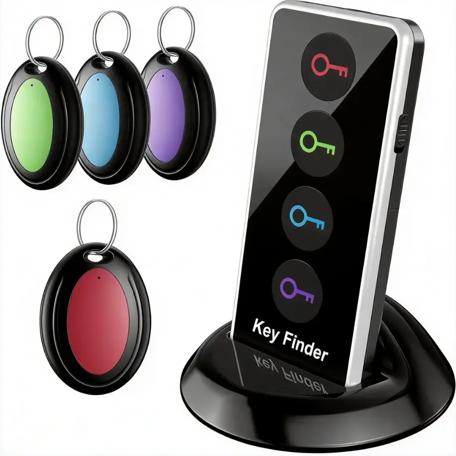 Key Finder with Sound, Remote Finder with LED Light | 131 Foot RC Ranging Key Finder with Noise, Find My Key Device with 4 Remote Control Tags | Key Tracker, Keychain Key Finder