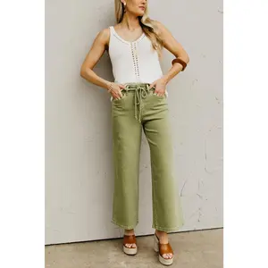 Vervet Denim | Drawstring Crop Wide Jeans