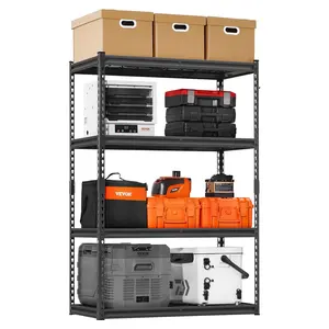 VEVOR Storage Shelves, 2400 lbs, 4 Tier Heavy Duty Garage Shelving, 20" D x 40" W x 60" H Adjustable Metal Shelves for Industrial Shelving Unit Utility Shelf, for Kitchen, Warehouse, Basement, Black