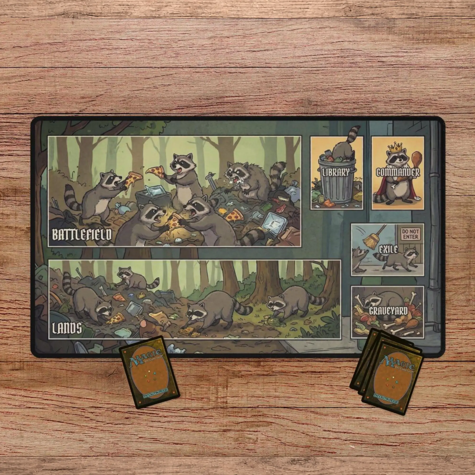 Zoned Racoon MTG Trading Cards Game Panda Trash Gaming Magic The Gathering Mousepad and Playmat, Desk Pad for Gamers