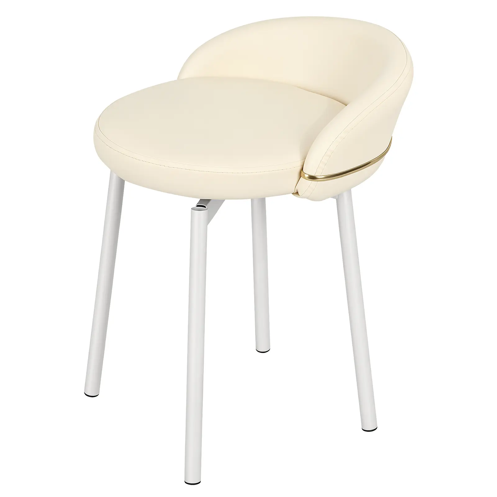 Explorinox Modern Vanity Chair with Gold Metal Legs, Armless Makeup Chair with Unique Backrest, Stylish Dressing Stool for Makeup, Nail Salon, Bedroom & Home Office