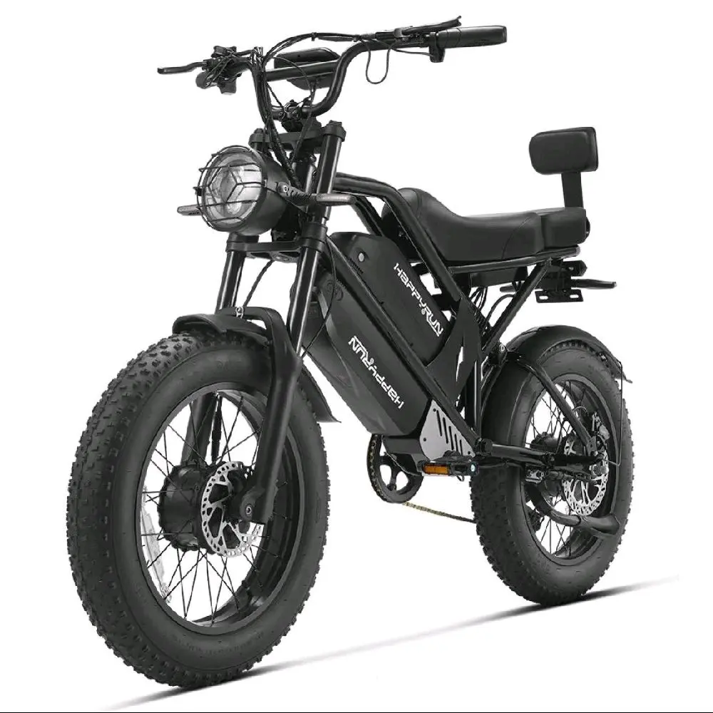 Happyrun 2-Seater Electric Bike - 5000W Peak Dual Motor, 18Ah+15Ah Battery, 36MPH High-Speed Ebike for Sports & Outdoor Leisure Cycling