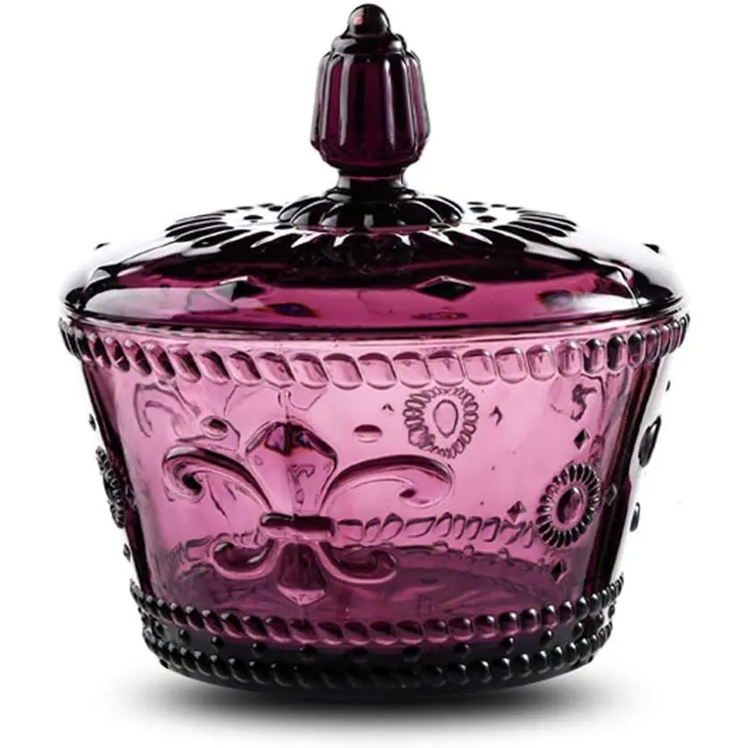 European Retro Nostalgic Three-Dimensional  Color Glass Jar Candy Jar Seasoning Jar With Lid