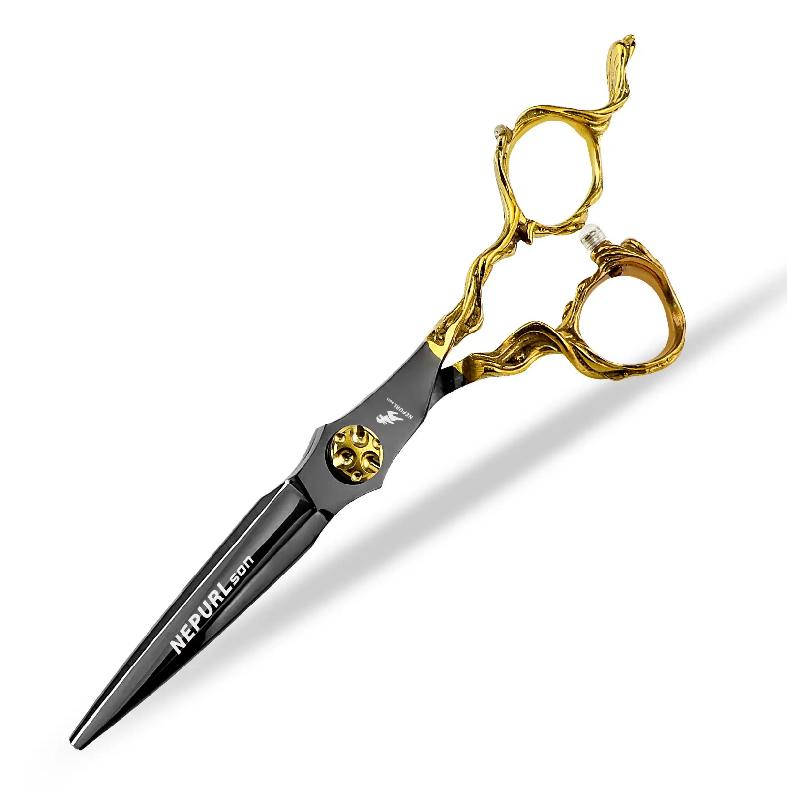 6.0 Inch Gold Plated Hair Cutting Scissors, Stainless Steel, Ergonomic Design, Fine-Tooth Comb, Unisex, Home & Salon Use, Hair Cutting Accessories, Salon Supplies, Barber Supplies, Hair Tools