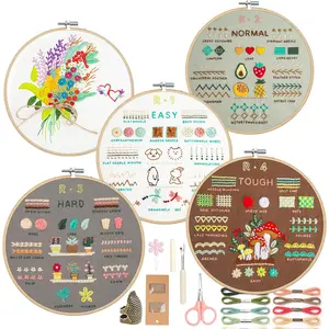 Embroidery Kit for Adults Beginner, Needlepoint Kits,  Stitch Craft Set with  Video Tutorials, Hand DIY Art Supplies for Gifts (B)