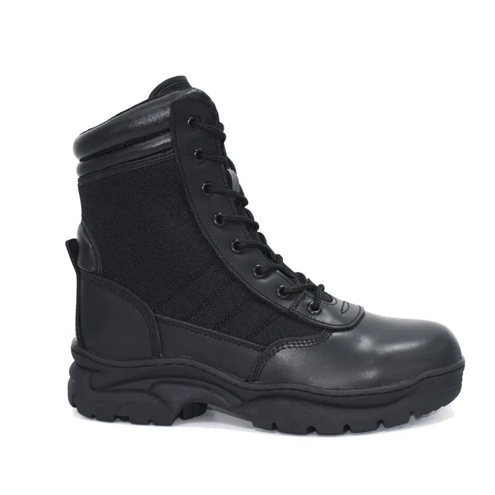 INTAN Mens Military Tactical Work Boots Side Zipper Leather Motorcycle Combat shoes Size 6.