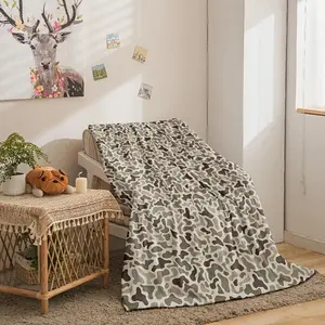 [Soft Camouflage Blanket] Soft, Lightweight Camouflage Series ， Digital Print Flannel Blanket All-Season Comfort for Bed, Sofa, Camping& Travel Camo Pattern, Polyester Fabric, Travel Blanket-280GSM Festive Christmas Kitchen Mats Set
