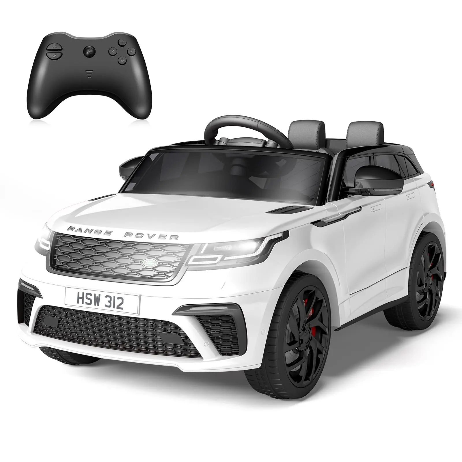 Electric Ride-on Car for Kids, Bluetooth Remote Control, LED Lights, Soft Start, Swing Function, Dual Control Modes, Safety Belt, ASTM Certified, Indoor/Outdoor Use,White