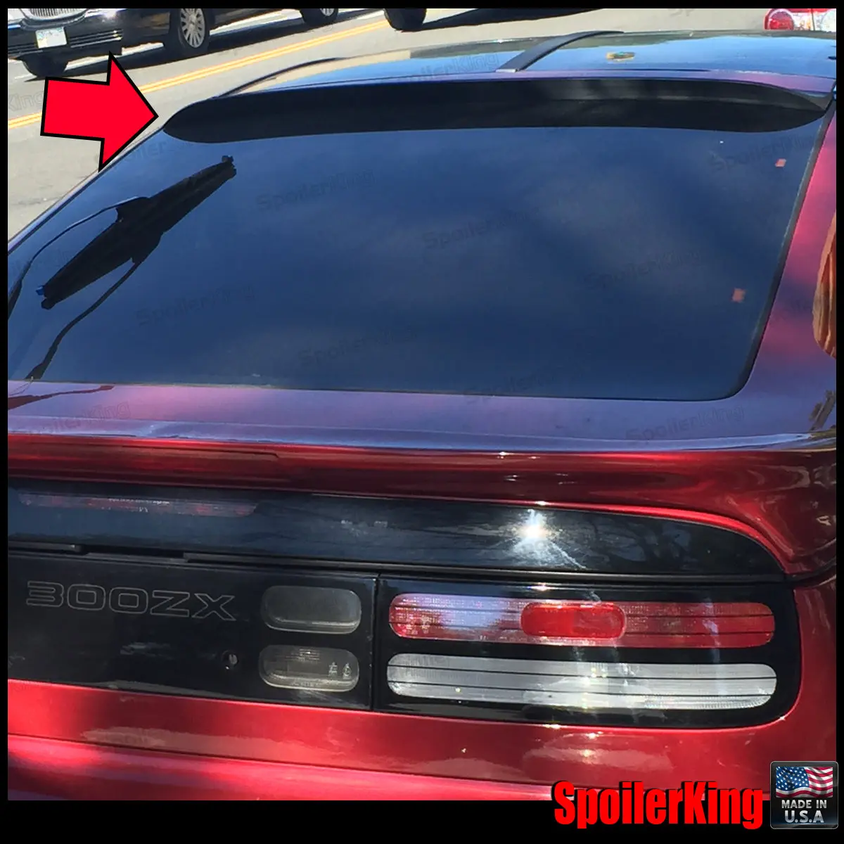 Rear Window Roof Spoiler (380R) for Nissan 300zx Z32 1990-1996 2+2 Only, Polyurethane, Self Adhesive Tape, 1.75"-High, 4"-Wide, Easy Installation