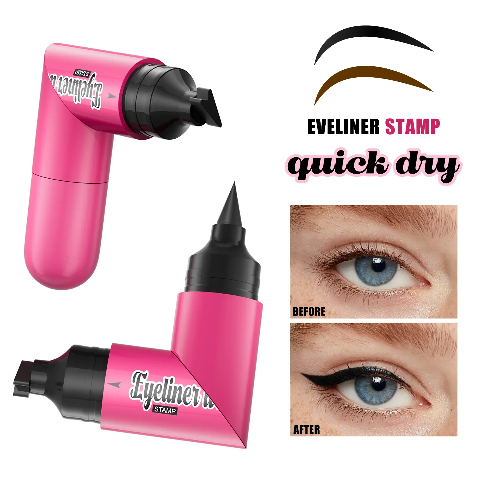 2-in-1 Eyeliner Stamp Pen, Winged Eyeliner Stamp & Liquid Eyeliner, Perfect Cat Eye Makeup Tool for Beginners, Long Lasting Smudge Resistant,all-day makeup Eyeliner Cosmetic