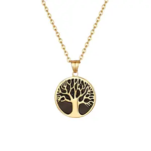 OIDEA Men's Stainless Steel Tree of Life Pendant Necklace, Vintage Charm Chain, Gold-Silver Tone Tree-Shaped Necklaces