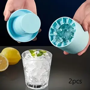 2-Piece Silicone Ice Cube Molds, Ice Cube Trays, Reusable, Quick Perfect Shape Ice Cubes, Ideal for Beer, Whiskey, Cocktails, Juice, Kitchen Tool