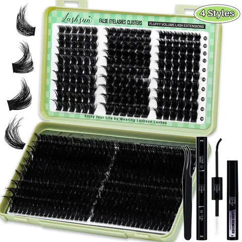 D Curl 10-18mm/14-22mm Mixed Length Volume & 3D Effect Fluffy DIY Lash Clusters, Individual Lash Extensions, Cosmetic Eyelash Extension, Soft False Eyelashes Lash Set With Lash Bond&Seal Lash Remover And Tweezers For Daily Life, Diy Makeup Lashes