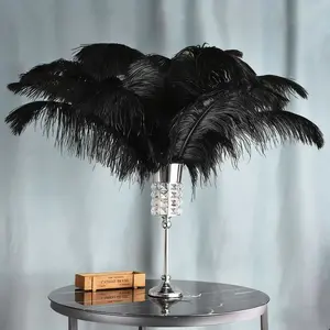 Ostrich Feathers 10 Pieces, Handmade Ostrich Feathers, Artificial Ostrich Feathers (31-36 Cm), DIY Crafts, Wedding Decor, Table Centerpiece
