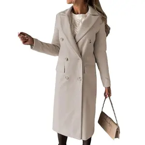 Women's long wool coat double-breasted trench coat autumn and winter Casual Clothes
