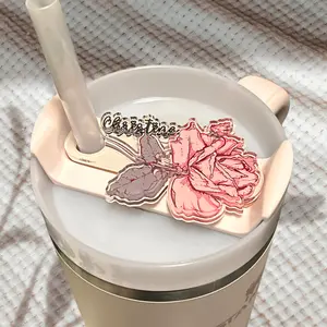 Custom Birthday Flower 40z 30 20oz Tumbler Tag, Personalized Birth Flower Tumbler Tag, Custom Name Tag Birthday Gift, Stanley Accessories Tag, Custom Birth Flower Tumbler Tag for 20-40oz Stanley Drinkware, Personalized Name Tag Birthday Gift