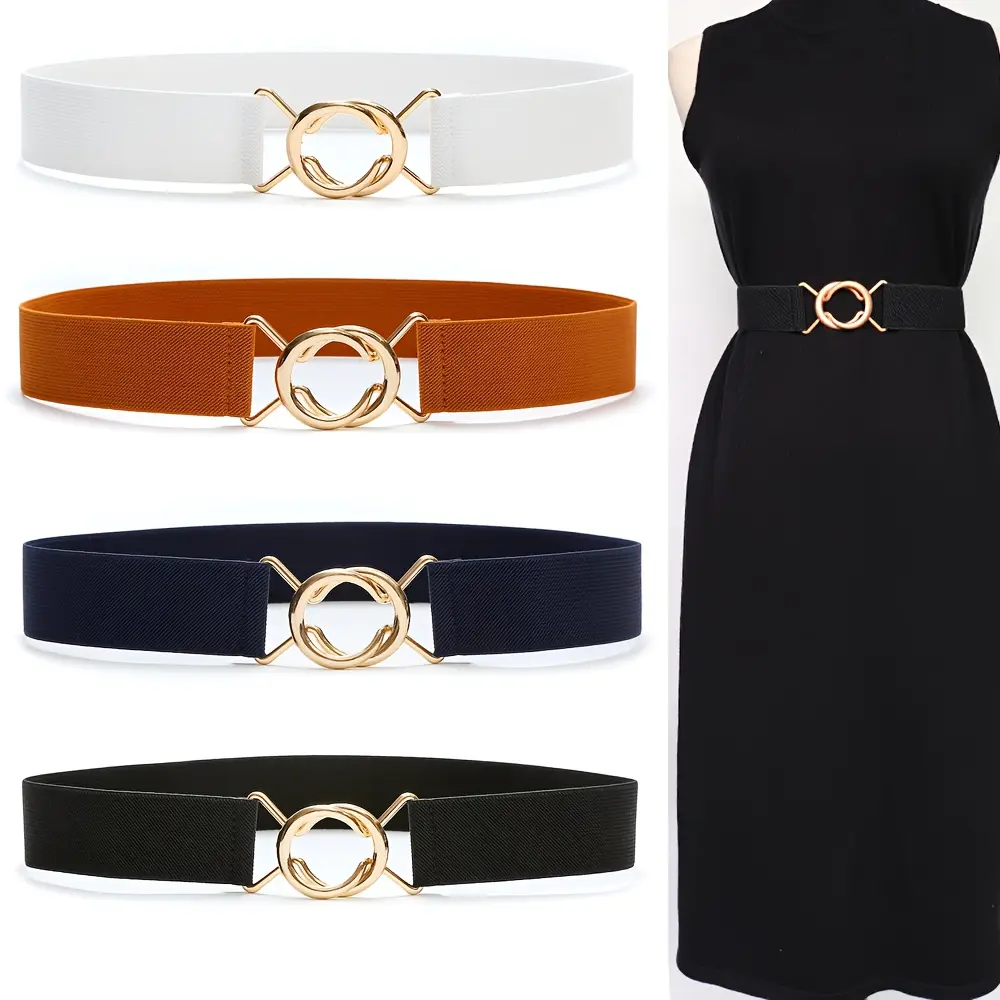 4PCS Women Skinny Elastic Waist Belt Stretchy Thin Belt for Dress Jeans