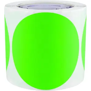 4-Inch Round Sticky Dots, High Visibility Colored Dot Stickers, Circle Labels, Easy to Write  Dot Stickers for  - Pack of 250 Labels, Matte Finish Fluorescent Green