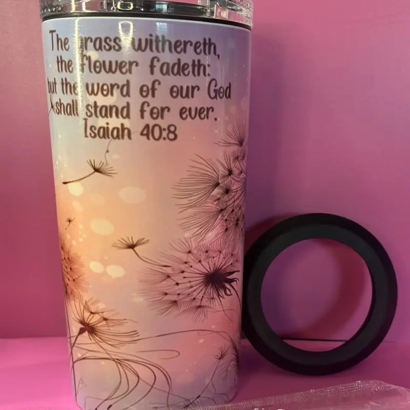4-in-1 Can Cooler with Isaiah 40:8 Verse