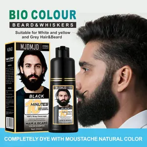 Men’s 3-in-1 Black Hair & Beard Dye Shampoo – Instant Grey Reducing Beard, Mustache & Hair Color in 10 Minutes, 100% Grey Coverage, with Plant Extracts for Healthy Facial Hair