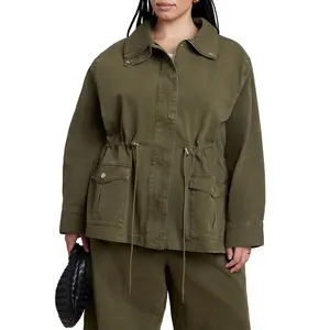 ELOQUII Women's Plus Size Drawstring Waist Cargo Jacket
