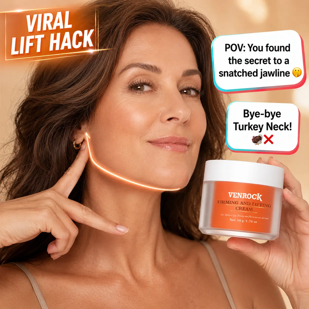 38 VENROCK facial wrinkle cream, which firms the face and neck skin, is also a moisturizing cream and a unisex neck cream