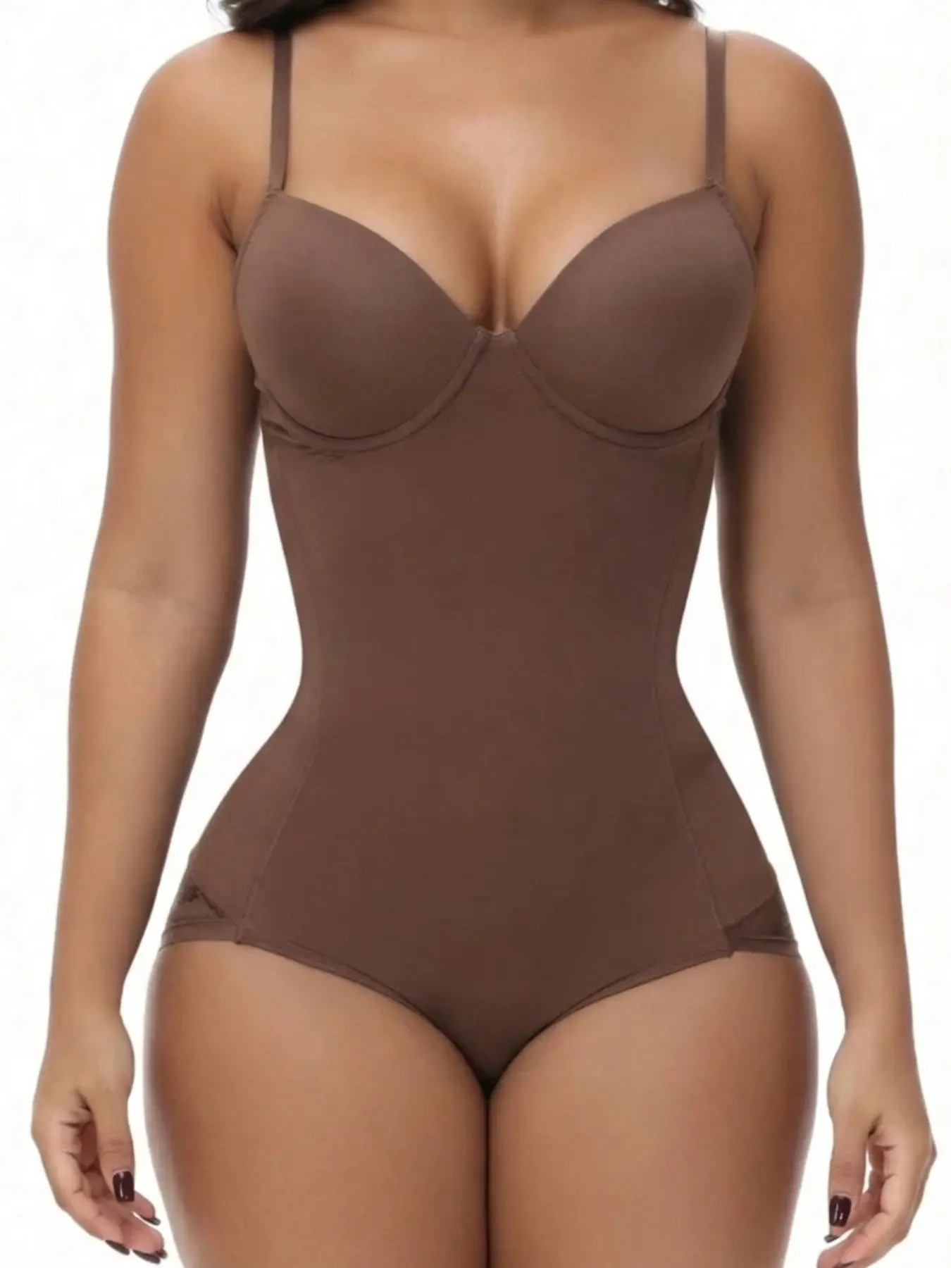Slimming Bodysuit with Bra, Spaghetti Strap, Adjustable Straps and Hook Closure, Lightweight Shaping Underwear for Women, Minimalist, Everyday, Perfect for Evening Gowns, Fashion Shapewear Formal Elegance Casual, Fitted Bodysuits
