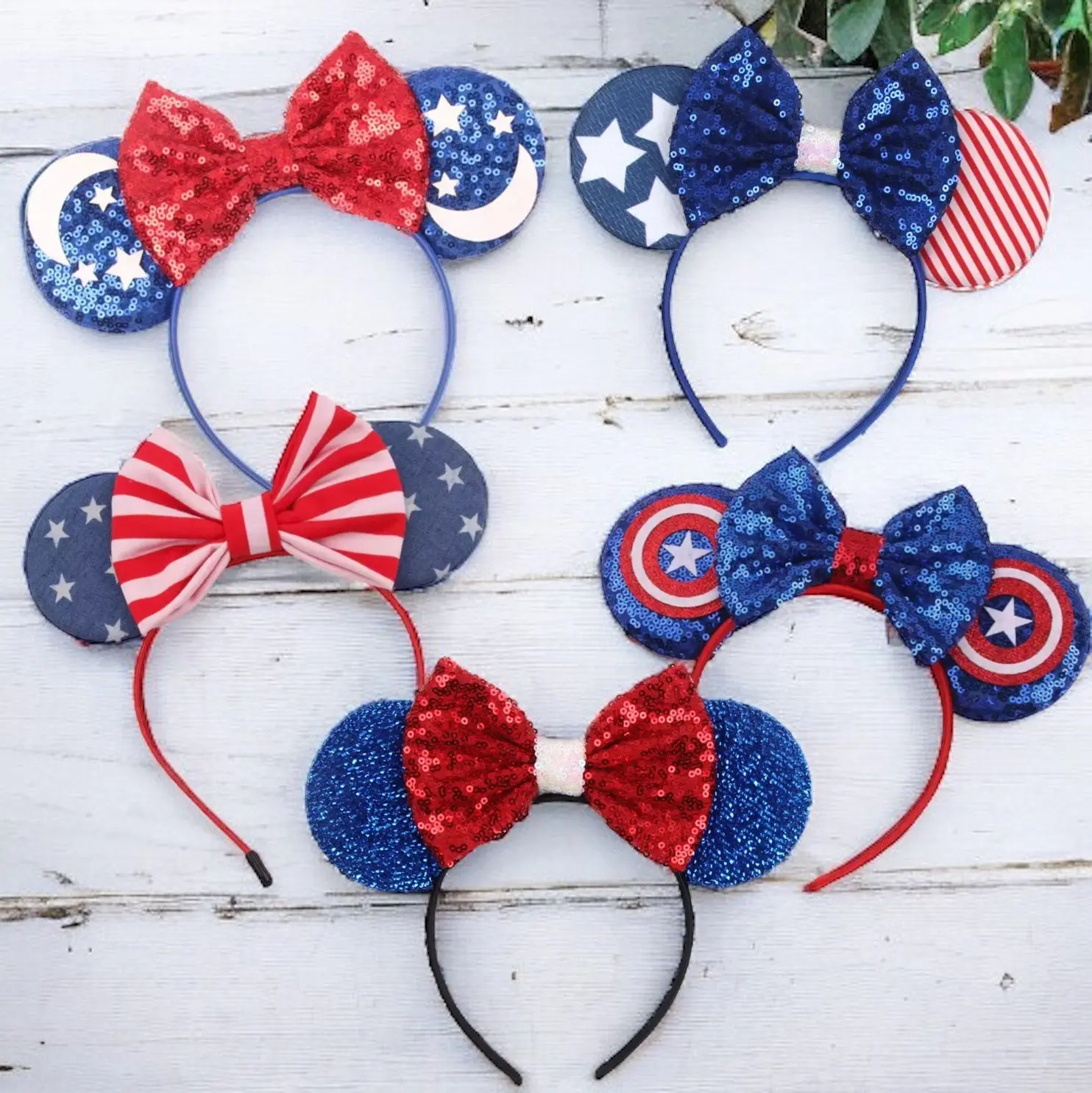 Patriotic Mouse Ears - Red White & Blue, Stars and Stripes - 6 Styles