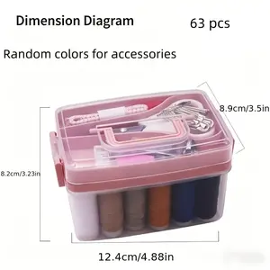 Travel Home Sewing Kit Set 63 Pieces, Multi-Functional Needle Threader Box, Small Student Dormitory Essential, Portable Sewing Supplies