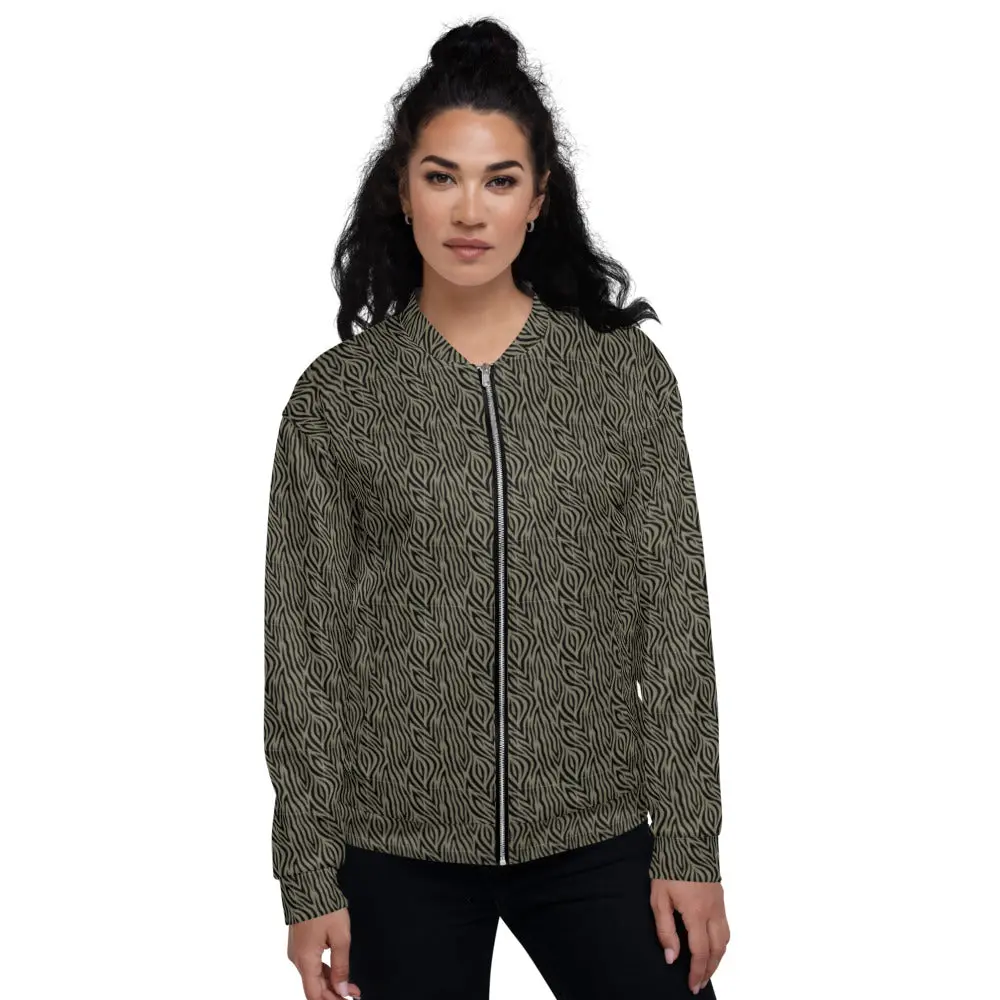 Unisex Bomber Jacket - Khaki Zebra - Women