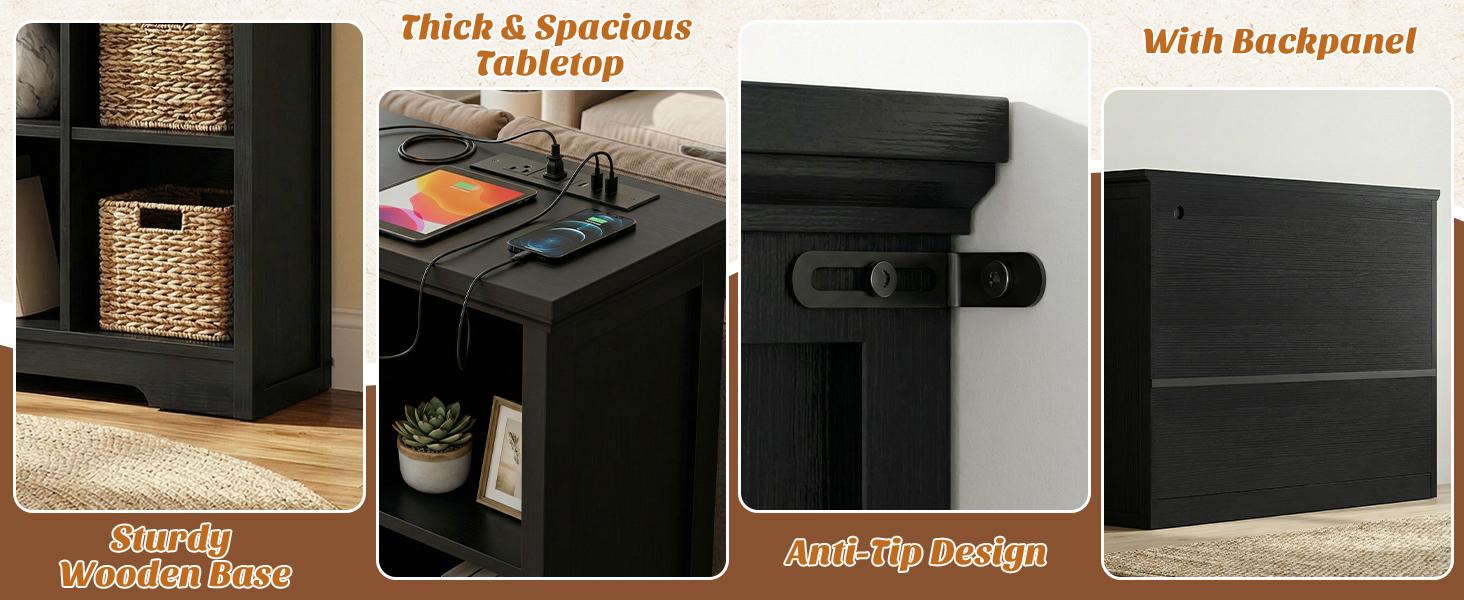 Wooden 9-Cube Storage Organizer with Charging Ports, Modern Cube Bookcase with Base, 4-Tier Floor Standing Open Cubbies Bookshelf for Home and Office