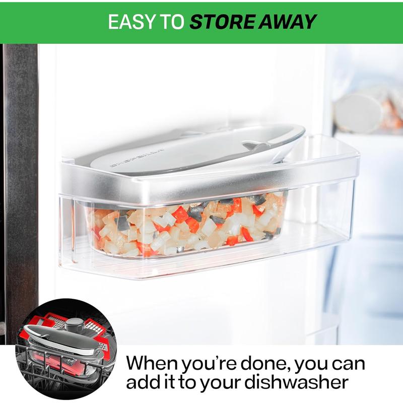 Chopzilla All-in-1 Vegetable Chopper & Mandoline Slicer with Container, 4 Blades & Scraper – Sharp Veggie Cutter, Salad Dicer & Food Chopper