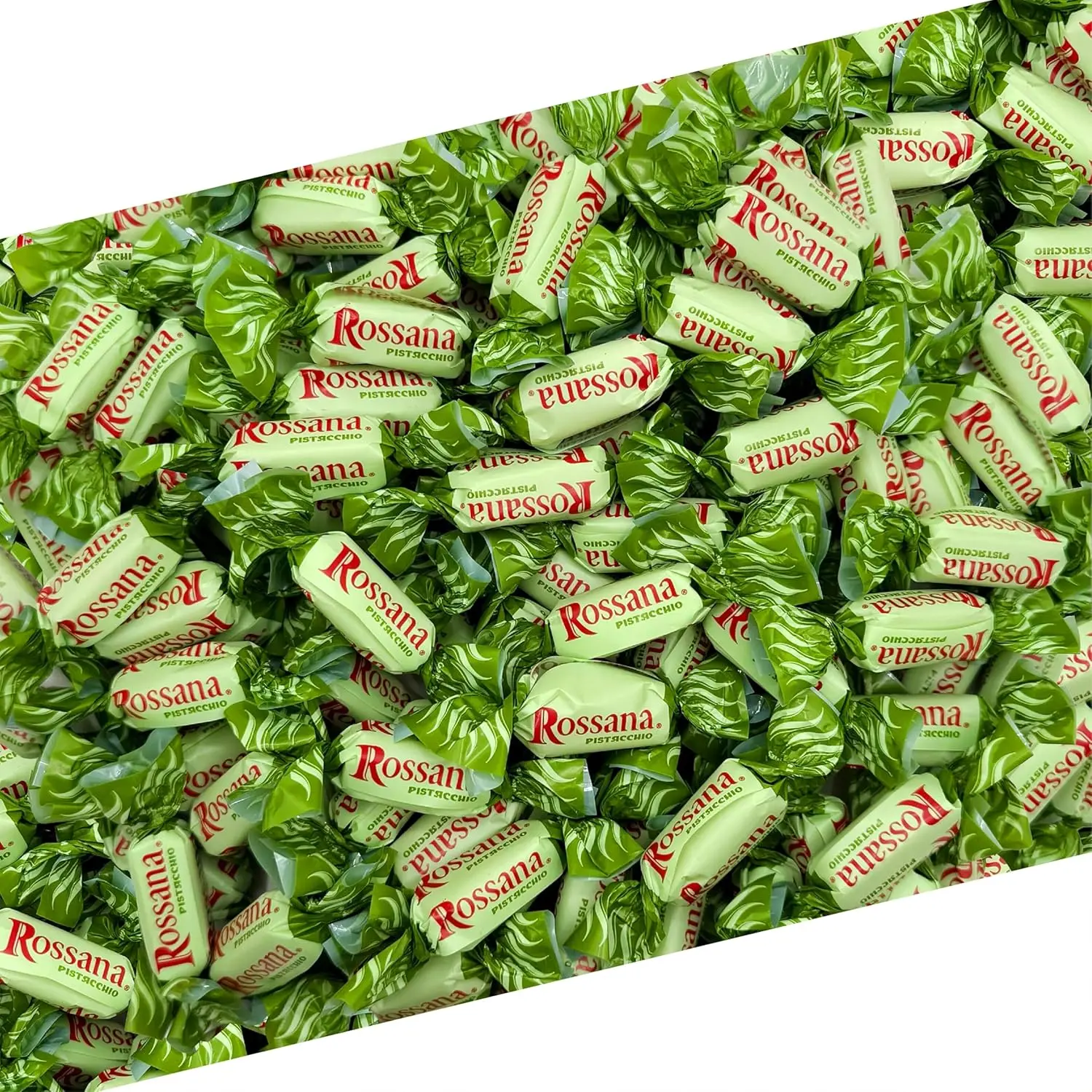 Fida Rossana Pistachio Hard Candy | 1 Pound Bag - 75 Count | Individually Wrapped Rossana Italian Candy | Rich Pistachio Cream Center | Filled Gourmet Treat