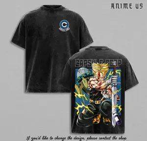 Future Trunks DBZ Anime Shirt, Capsule Corp Vintage Washed Graphic Tee, Super Saiyan Rage Sword Warrior Aesthetic, Cell Saga Time Traveler Oversized Acid Wash T Shirt, Retro DBZ Anime Streetwear