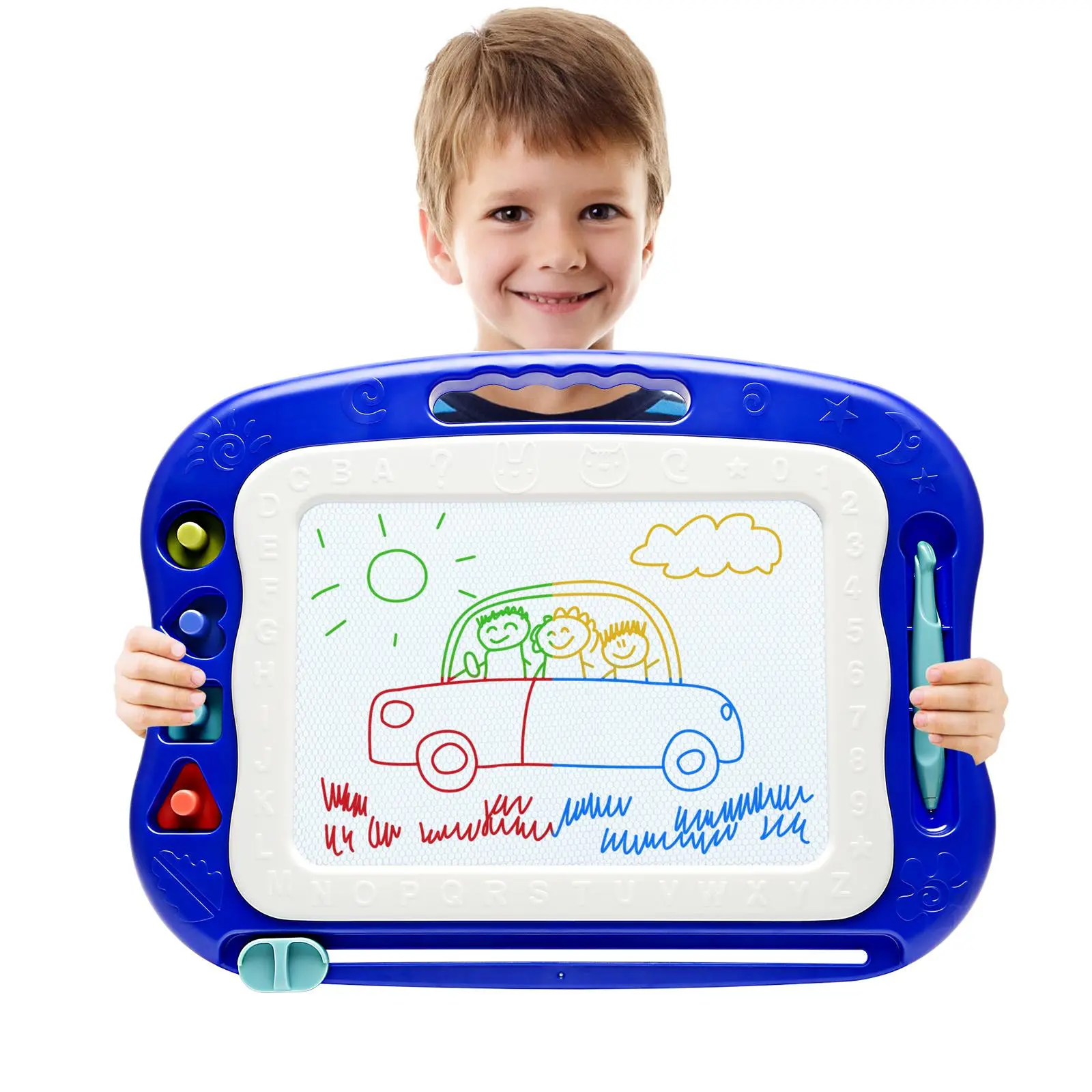 Large Drawing Board, 1 Count Large Graffiti Board with 4 Stamps and 1 Pen, Erasable Scribble Drawing Board for Daily Learning and Fun, Portable Drawing Board
