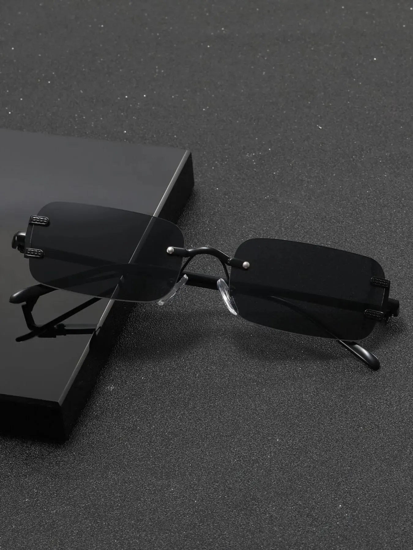 Men's Summer Rimless Glasses, Trendy Casual Glasses for Everyday Use, Fashion Accessories for Outdoor Activities, Rimless Sunglasses, Metal Rimless Sunglasses