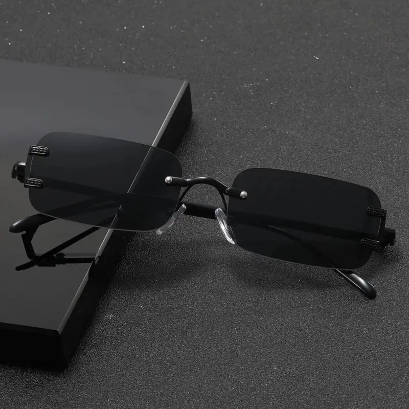 Men's Summer Rimless Glasses, Trendy Casual Glasses for Everyday Use, Fashion Accessories for Outdoor Activities, Rimless Sunglasses, Metal Rimless Sunglasses