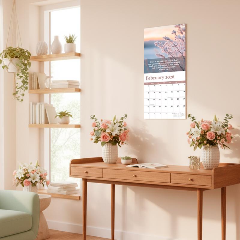 2026 Bible Verse Wall Calendar - 12 Month Inspirational Quotes & Stunning Landscape Photos - Perfect for Faith-Based Gifts - 12" x 24" Open Size - Premium Quality Paper - Verses to Nourish Your Soul