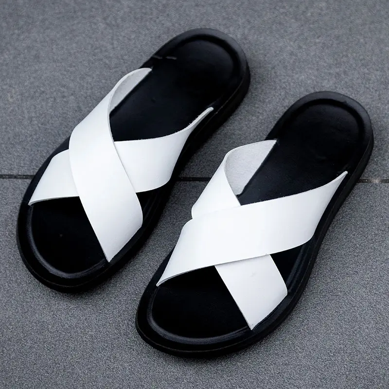 【Back To School】Men's Casual Slip-On Slide Sandals - Soft Touch Microfiber Upper, Lightweight Flexible PU Sole Shoe for Summer Beach Trip Footwear