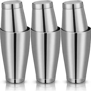 6 count  Shakers Professional Bar Shaker Boston Set Stainless Steel Martini Drink Mixer Basic Tool Weighted Shake Metal Can  Shaker Set, 18 Oz, 28 oz ()
