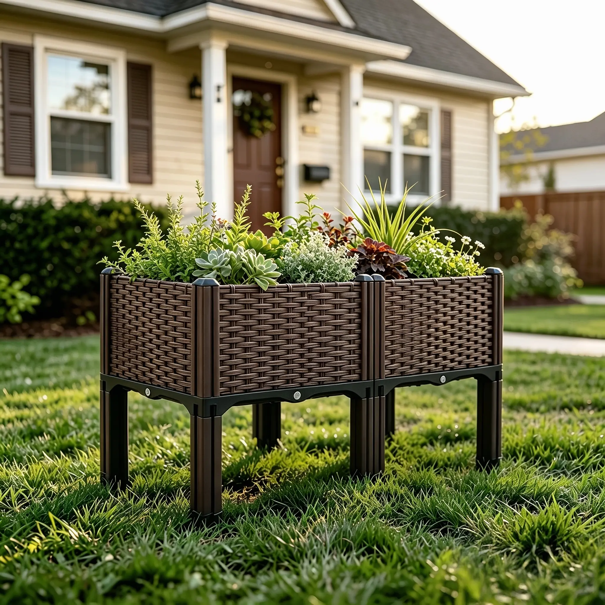 1/2/3/4pcs Raised Garden Bed with Legs, Gardening Vegetable Planting Box Free Combination Greenhouse Seedling Box Pastoral Tools And Lawn Care Balcony Vegetable Planting Box Tree Box Flower Pots Gardening, Lawn And Gardening