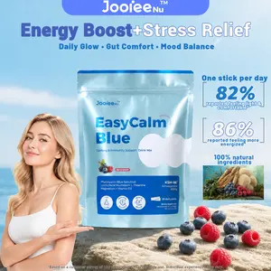 EasyCalm Blue Magnesium Drink Mix with KSM-66 Ashwagandha L-Theanine Lion's Mane GABA & Vitamin D3 20 Travel Packets | Supports Stress Mood Sleep & Cortisol Balance